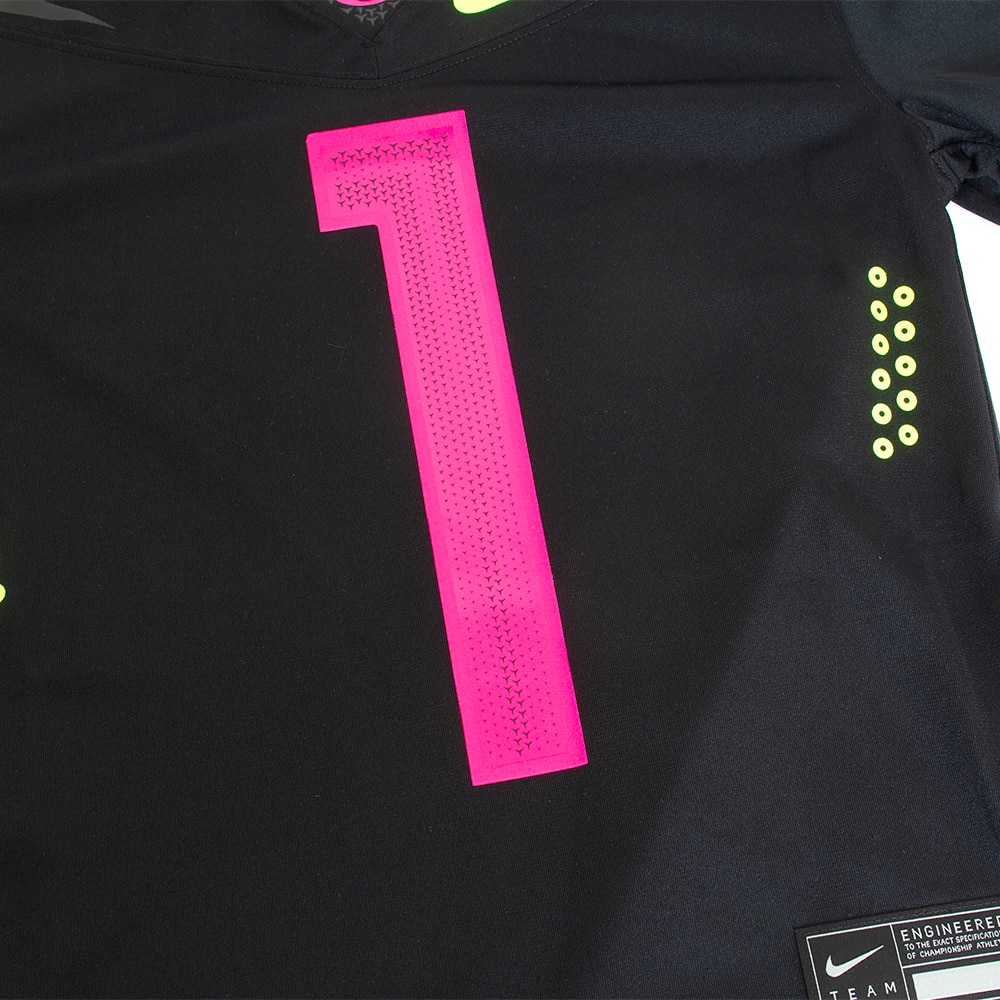 Classic Oregon O, Nike, Black, Jerseys, Kids, Youth, Football, Vapor, Breast Cancer Awareness, #1, 654026